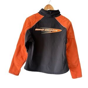 Harley Davidson Jacket Womens Large Black Soft Shell Motorcycle Riding Logo